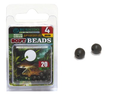 бусина /BUSHIDO/ Soft Beads 4mm Mat Green резиновая (уп.20шт) 0175-003