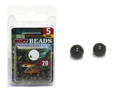 бусина /BUSHIDO/ Soft Beads 5mm Mat Green резиновая (уп.20шт) 0177-003