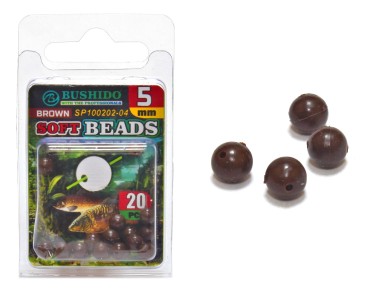 бусина /BUSHIDO/ Soft Beads 5mm Brown резиновая (уп.20шт) 0177-004